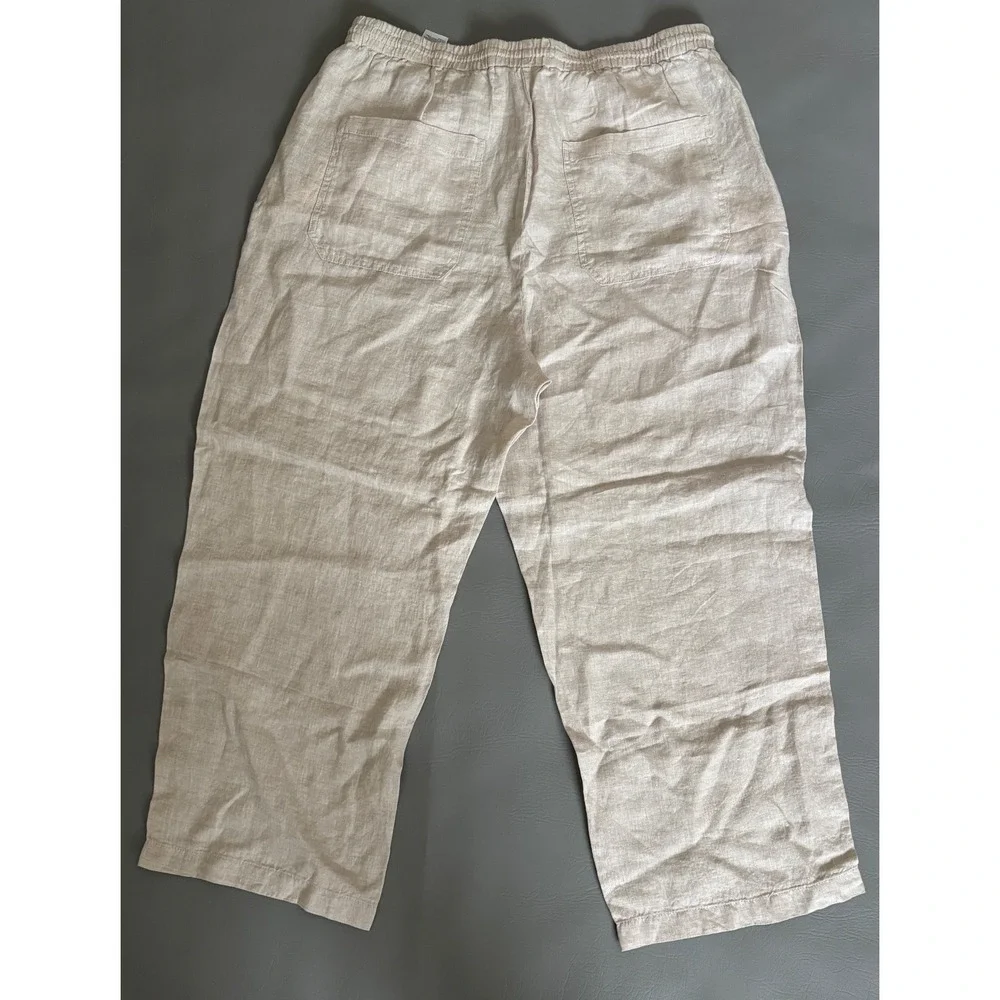 Banana Republic Women's Beige Linen Pull On Ankle Pants Leg Size XL 713472